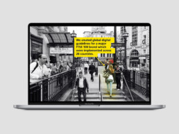 Video design for Aviva with a man walking down stairs to the tube