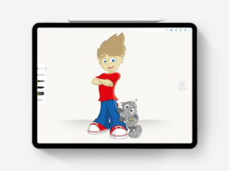 Boy and Robot Character Illustration on iPad Pro